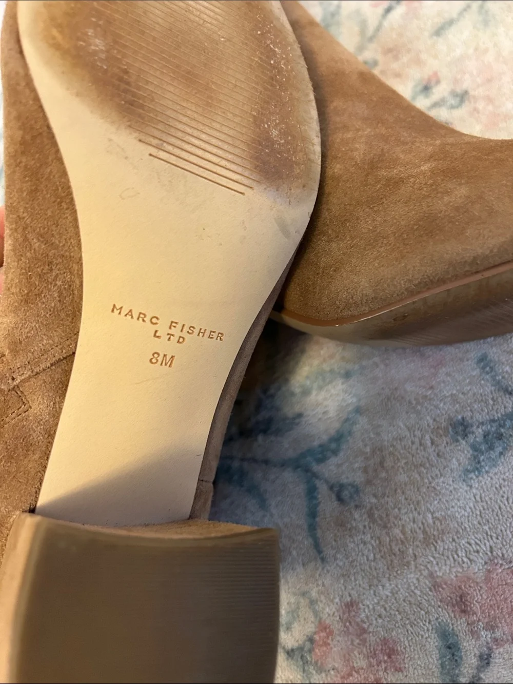 💕Marc Fisher Women's Suede Ankle Booties in Camel with Side Zip💕 - Picture 8 of 9